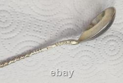 Pair of Antique Imperial Russian Niello Enamel 84 Silver Gilded Caviar Spoons