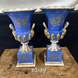Pair of Antique Imperial Russian Porcelain Vases by Popov 19th Century