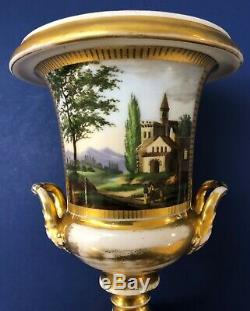 Pair of Antique mid-19C Imperial Russian Porcelain Vases/Urns