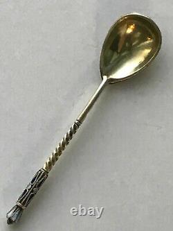 Pictorial Nice Spoon Cloisonne Enamel Silver 84 Russian Imperial Antiques Russia