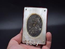 Portrait Antique table icon imperial russian Tsar Nicholas II Romanov silver vtg