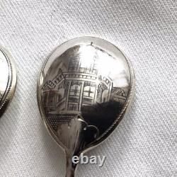 Pr 1885 Imperial Russian 84 Zolotniki Silver Niello Spoons By Vasily M. Ashmarin