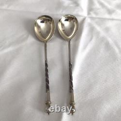 Pr Imperial Russian 84 Zolotniki Silver Niello Spoons Lev Fridrikhovitch Oleks