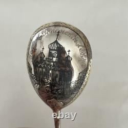 Pr Imperial Russian 84 Zolotniki Silver Niello Spoons Lev Fridrikhovitch Oleks
