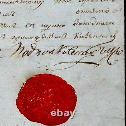 RARE 1840 Imperial Russian Signed Sealed Nicholas I Military Document Wax Stamp