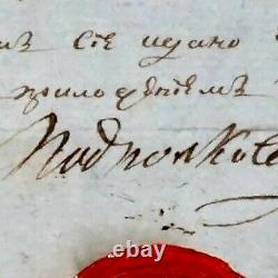 RARE 1840 Imperial Russian Signed Sealed Nicholas I Military Document Wax Stamp