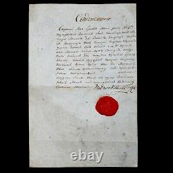 RARE 1840 Imperial Russian Signed Sealed Nicholas I Military Document Wax Stamp