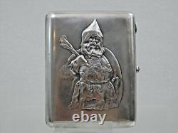 RARE ANTIQUE IMPERIAL RUSSIAN 84 SILVER CIGARETTE CASE Bogatyr fine quality