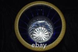 RARE Antique Russian Imperial Cobalt Cut to Clear Crystal & Bronze/Brass Vase