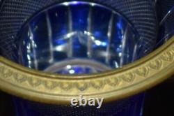 RARE Antique Russian Imperial Cobalt Cut to Clear Crystal & Bronze/Brass Vase