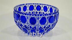 RARE Fabergé Cut to Clear Crystal Russian Imperial Court Cobalt Blue Bowl