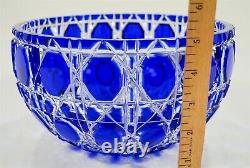 RARE Fabergé Cut to Clear Crystal Russian Imperial Court Cobalt Blue Bowl