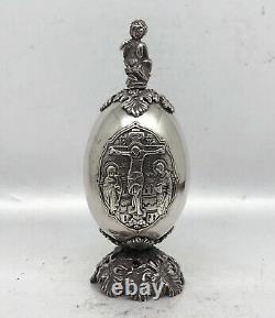 RARE Russian Imperial 88 Silver Easter Egg Icon by August Holming Faberge firm