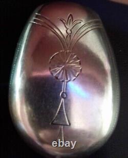 RUSSIAN IMPERIAL 84 SILVER CADDY SCOOP SPOON WITH Etching Art Nouveau style