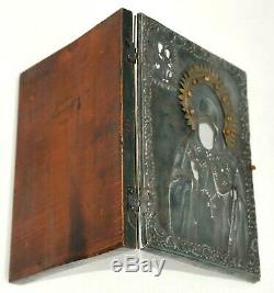 RUSSIAN IMPERIAL ORTHODOX RELIGIOUS 84 SILVER ICON St. MITROPHAN OIL PAINTING