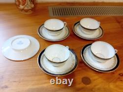 RUSSIAN IMPERIAL PORCELAIN KORNILOV BROTHERS delicate Tea Set with blue/gold
