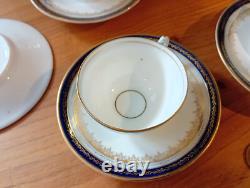 RUSSIAN IMPERIAL PORCELAIN KORNILOV BROTHERS delicate Tea Set with blue/gold