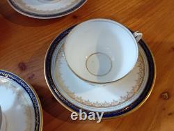 RUSSIAN IMPERIAL PORCELAIN KORNILOV BROTHERS delicate Tea Set with blue/gold