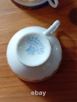RUSSIAN IMPERIAL PORCELAIN KORNILOV BROTHERS delicate Tea Set with blue/gold