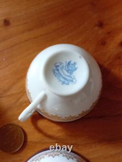 RUSSIAN IMPERIAL PORCELAIN KORNILOV BROTHERS delicate Tea Set with blue/gold