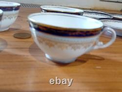RUSSIAN IMPERIAL PORCELAIN KORNILOV BROTHERS delicate Tea Set with blue/gold
