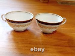 RUSSIAN IMPERIAL PORCELAIN KORNILOV BROTHERS delicate Tea Set with blue/gold