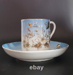 RUSSIAN KUZNETSOV ANTIQUE IMPERIAL FACTORY CUP AND SAUCER HANDPAINTED 19thC