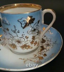 RUSSIAN KUZNETSOV ANTIQUE IMPERIAL FACTORY CUP AND SAUCER HANDPAINTED 19thC