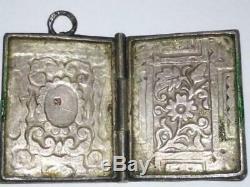 Rar Antique Russian Imperial Sterling Silver 84 Hot Enamel Jewelry Pendant Book