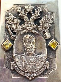 Rar Vintage Imperial Russian Sterling Silver 84 Matchstick Case Eagle Nikolai II
