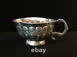 Rare 18c Catherine II Antique Imperial Russian Silver Charka Chased Cup Moscow