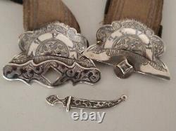 Rare Antique 19th C. Russian Solid SIlver & Niello Belt