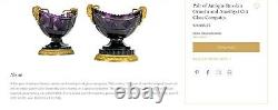 Rare Antique Empire Russian Glass Amethyst Vase Gilt Bronze, Diamond Engraving