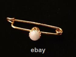 Rare Antique Imperial 14K Russian 56 Gold Natural Fire Opal Brooch Pin Jewelry