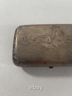 Rare Antique Imperial 84 Russian Silver Cigarette Case Horse & Chariot /Sleigh