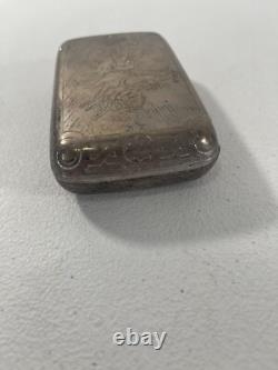 Rare Antique Imperial 84 Russian Silver Cigarette Case Horse & Chariot /Sleigh