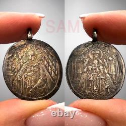 Rare Antique Imperial Christian Icon Pendant Silver 84 Saint Russian Mary Jesus