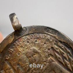 Rare Antique Imperial Christian Icon Pendant Silver 84 Saint Russian Mary Jesus