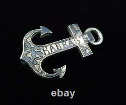 Rare Antique Imperial Russian 84 Niello Silver Navy Military Anchor Pin Brooch