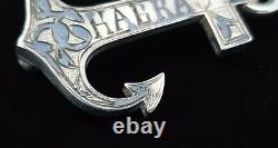 Rare Antique Imperial Russian 84 Niello Silver Navy Military Anchor Pin Brooch