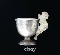 Rare Antique Imperial Russian 84 Silver Charka Cup Shot Vodka Griffin Handle RU