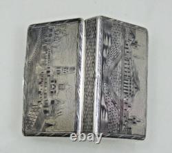 Rare Antique Imperial Russian 84 Silver Niello Snuff Box Architectural 1821-1856
