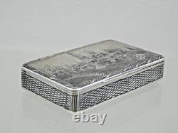 Rare Antique Imperial Russian 84 Silver Niello Snuff Box Architectural 1821-1856