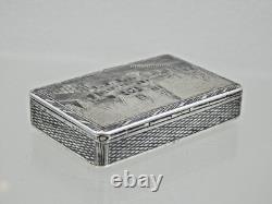 Rare Antique Imperial Russian 84 Silver Niello Snuff Box Architectural 1821-1856
