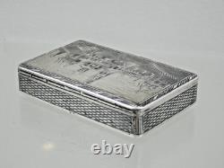 Rare Antique Imperial Russian 84 Silver Niello Snuff Box Architectural 1821-1856