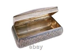 Rare Antique Imperial Russian 84 Silver Snuff Box Horse Troika Niello Russia RU
