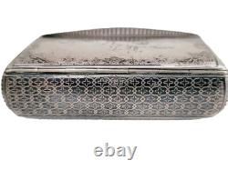 Rare Antique Imperial Russian 84 Silver Snuff Box Horse Troika Niello Russia RU