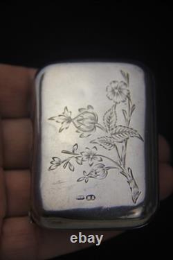 Rare Antique Imperial Russian 84 Silver Snuff Pill Box