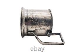 Rare Antique Imperial Russian 84 Silver Tea Cup Holder Goblet Glass Hallmark RU