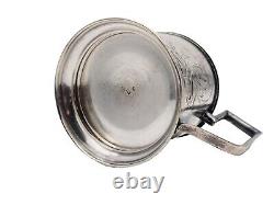 Rare Antique Imperial Russian 84 Silver Tea Cup Holder Goblet Glass Hallmark RU